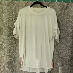 Matilda Jane Women's Cream Ruffle Sleeve Top Size M